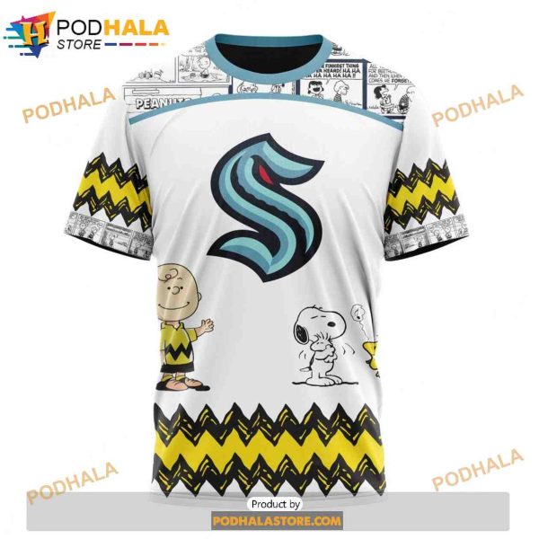 Personalized NHL Seattle Kraken Peanuts Snoopy Design Shirt 3D Hoodie