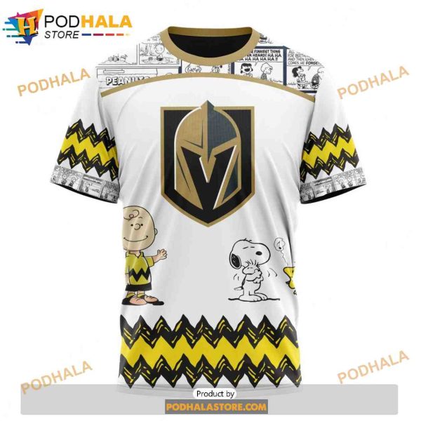 Personalized NHL Vegas Golden Knights Peanuts Snoopy Design Shirt 3D Hoodie