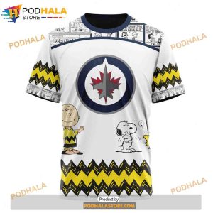 Personalized NHL Winnipeg Jets Peanuts Snoopy Design Shirt 3D Hoodie 3 1