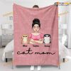 Personalized Name Cat Mom Cat Lovers Christmas Fleece Blanket Gift