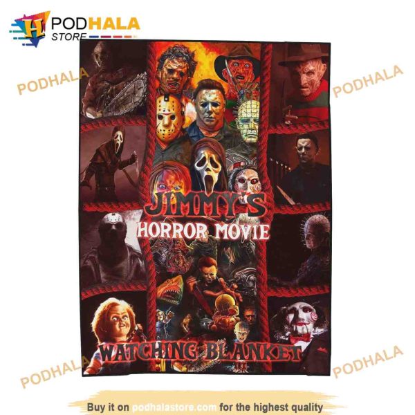 Personalized Name Chucky Freddy Micheal Myers Blanket, Horror Movie Watching Blanket