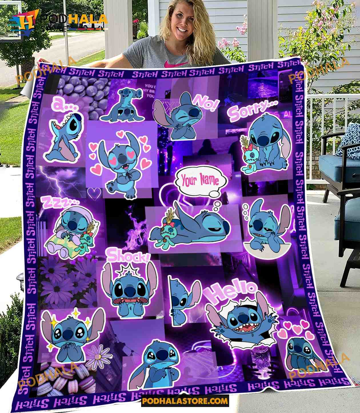 Personalized Name Disney Stitch Blanket, Lilo And Stitch Gifts