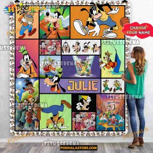 Personalized Name Goofy Fleece Blanket, Disney Gifts For Adults