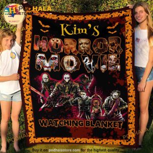 Personalized Name Horror Movies Watching Blanket For Halloween 2023 Halloween Quilt 2