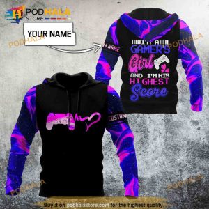 Personalized Name I'm A Gamer Girl 3D Hoodie Sweatshirt