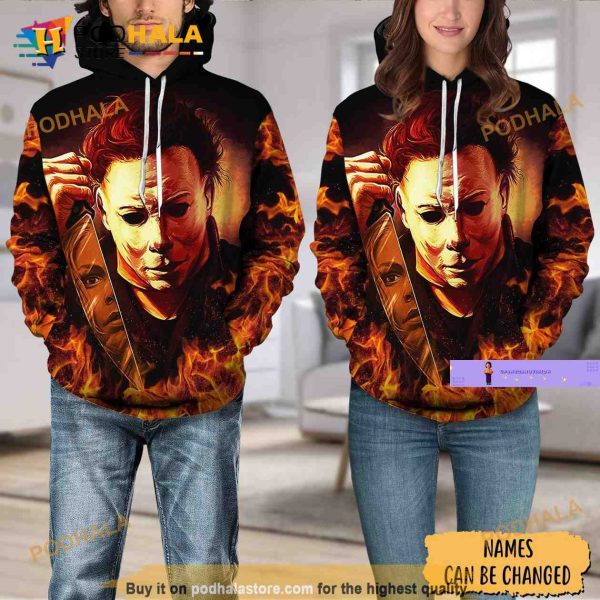 Personalized Name Michael Myers 3D Hoodie, Halloween Gifts For Fans