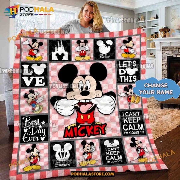 Personalized Name Mickey Mouse Quilt Blanket, Mickey Mouse Birthday Gifts