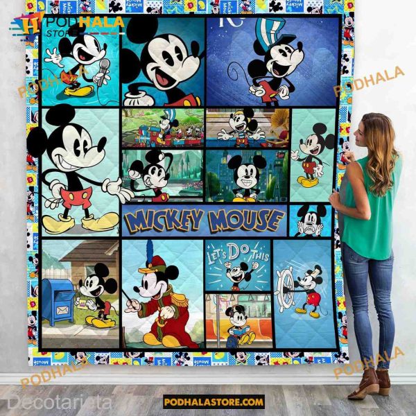 Personalized Name Mickey Mouse Quilt, Disney Mickey Mouse Blanket, Christmas Gift For Kids