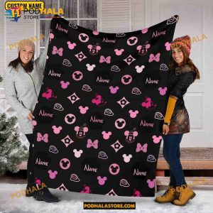 Personalized Name Mickey Pattern Blanket, Mickey And Minnie Mouse Blanket, Blanket Gift