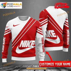 Personalized Name Nike White Red Mixing Color Luxury Design 3D Hoodie 2