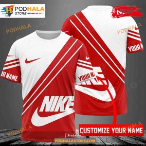 Personalized Name Nike White Red Mixing Color Luxury Design 3D Hoodie 3