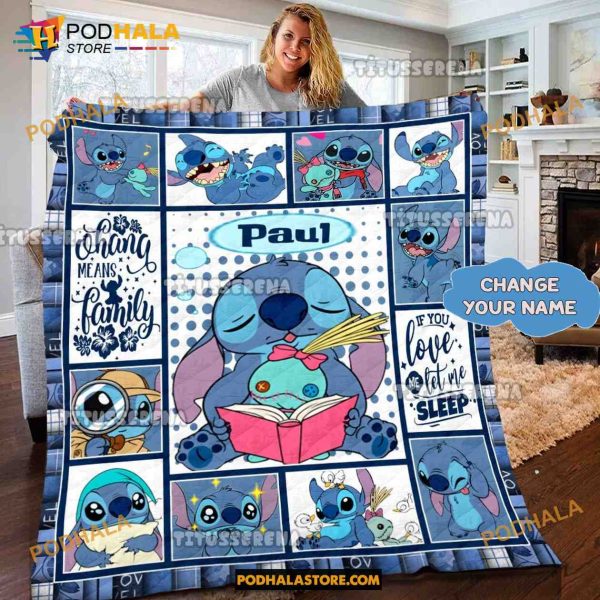 Personalized Name Stitch Quilt, Disney Lilo and Stitch Blanket For Women