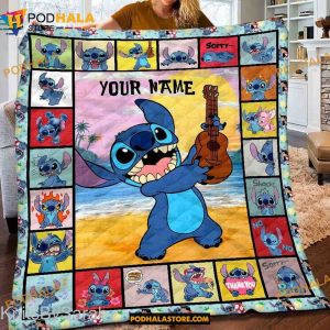 Personalized Name Stitch Quilt, Family Lilo And Blanket Blanket, Stitch Gift Ideas