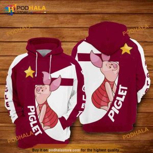 Piglet Yellow Star Winnie The Pooh All Over Print 3D Hoodie