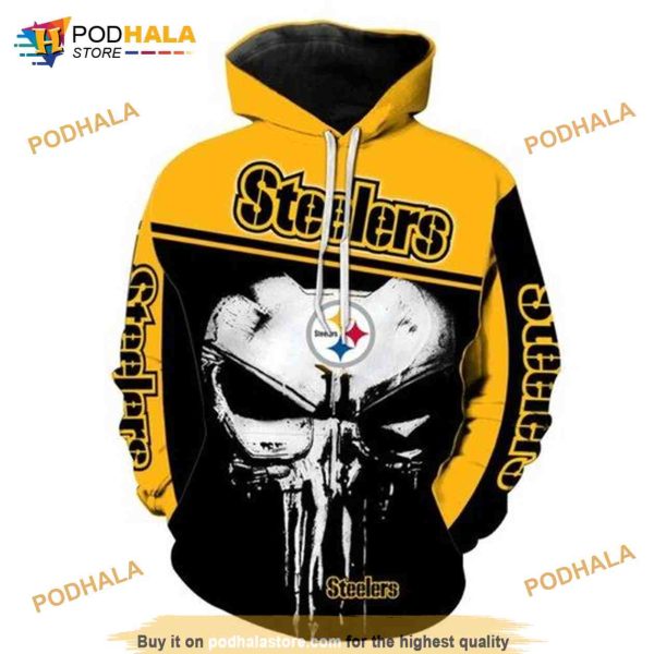 Pittsburgh Steelers NFL Punisher Skull 3D Hoodie, Sweatshirt