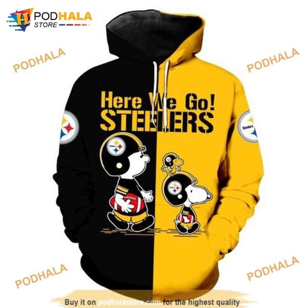 Pittsburgh Steelers NFL Snoopy Charlie Brown 3D Hoodie, Sweatshirt