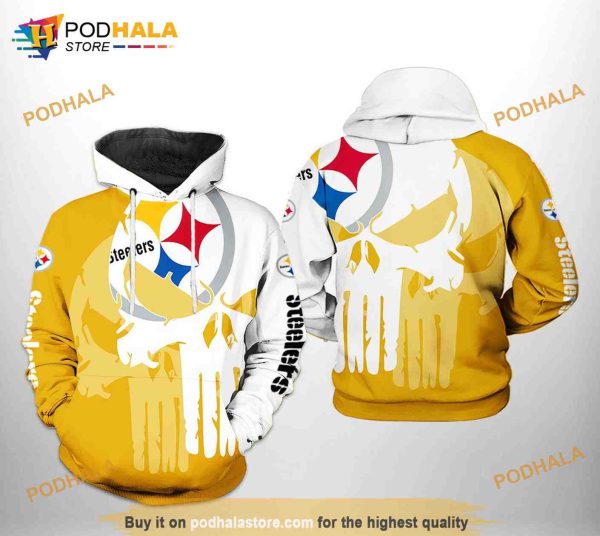 Pittsburgh Steelers NFL Team Skull 3D Hoodie, Sweatshirt