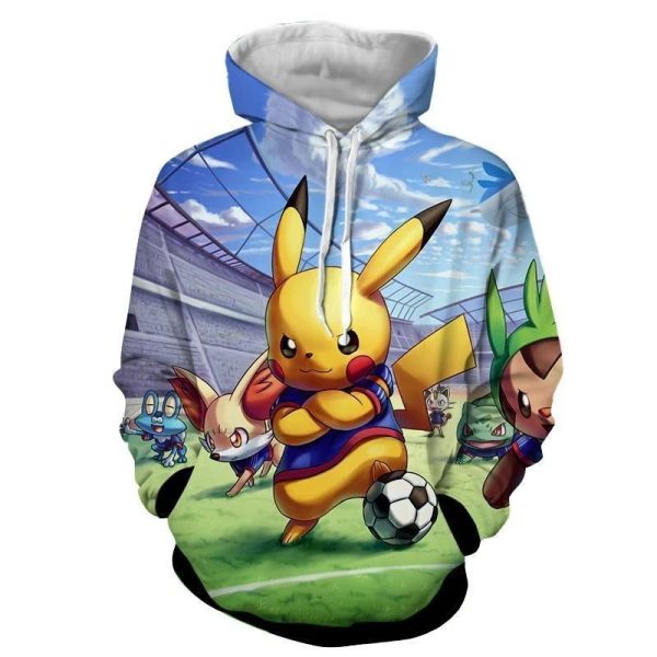 Pokemon Pikachu Soccer Football Full Over Print 3D Hoodie Sweatshirt