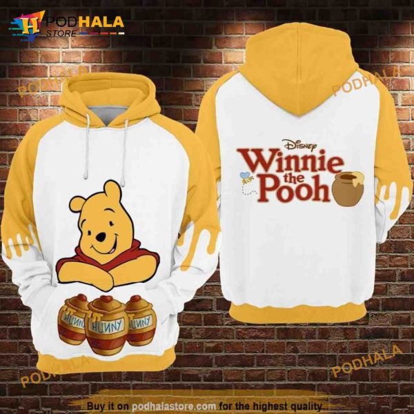 Pooh Hunny Cartoon Winnie The Pooh All Over Print 3D Hoodie