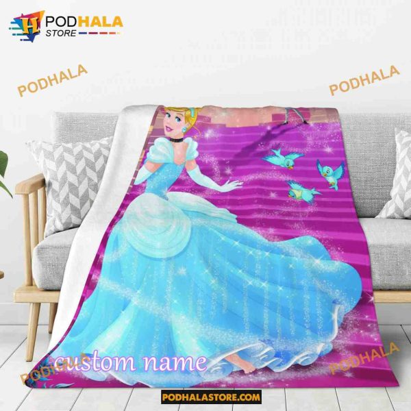 Princess Custom Name Disney Fleece Blanket, Disney Princess Blanket