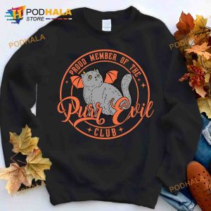 Proud Member Of The Purr Evil Club Purr Evil Cat Halloween Bat Cat Shirt