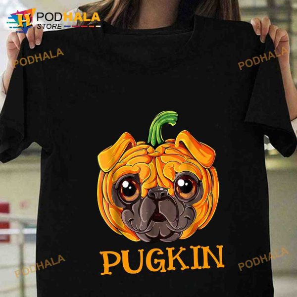 Pug Dog Pumpkin Halloween Pugkin Halloween Costume Shirt
