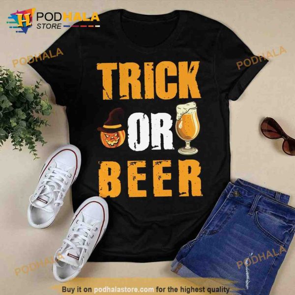 Pumpkin Halloween Beer Lover Trick Or Beer Shirt