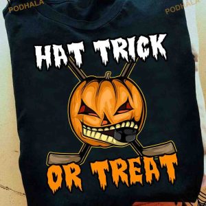 Pumpkin Hockey Halloween Costume Hat Trick Or Treat Shirt