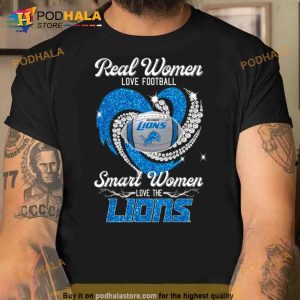 Real Women Love Football Smart Women Love Detroit Lions Heart Diamond 2023 Shirt 2