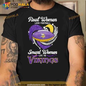Real Women Love Football Smart Women Love Minnesota Vikings Heart Diamond 2023 Shirt