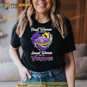 Real Women Love Football Smart Women Love Minnesota Vikings Heart Diamond 2023 Shirt 2