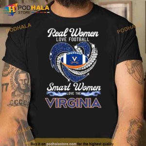 Real Women Love Football Smart Women Love Virginia Cavaliers Heart Diamond 2023 Shirt