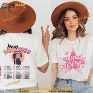 Retro Jonas Brothers Pink Stars Shirt Five Albums One Night Tour 2023 Shirt 2