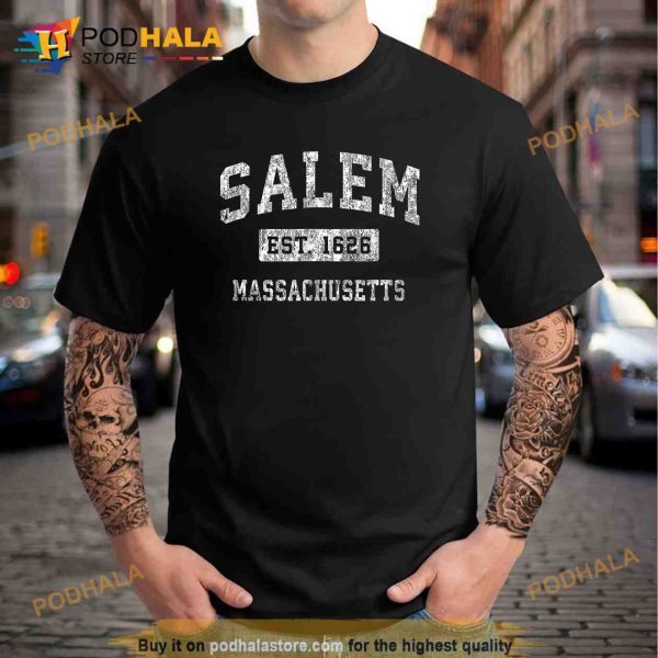 Salem 1692 Massachusetts MA Vintage Established Sports Design Halloween Shirt