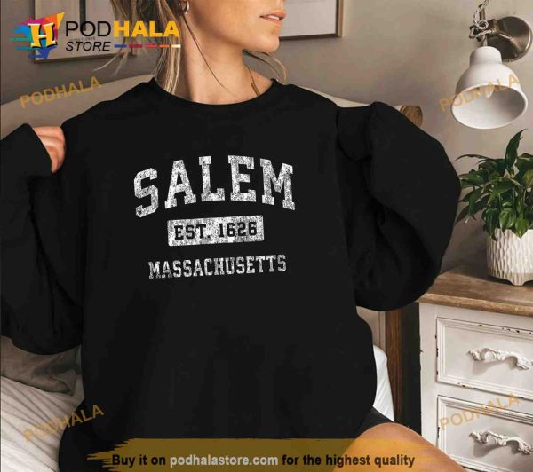 Salem 1692 Massachusetts MA Vintage Established Sports Design Halloween Shirt
