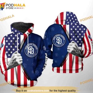 San Diego Padres MLB US Flag 3D Hoodie, Sweatshirt