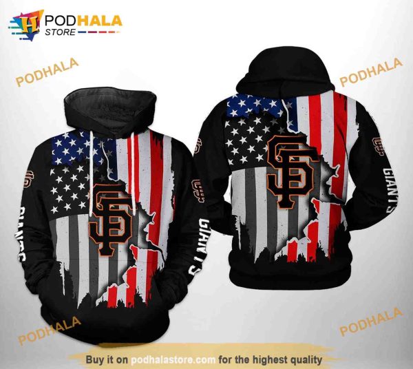 San Francisco Giants MLB US Flag 3D Hoodie, Sweatshirt