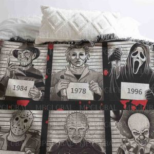 Scary Movie Halloween Fleece Blanket Serial Killers Quilt Horror Movie Watching Blanket 2