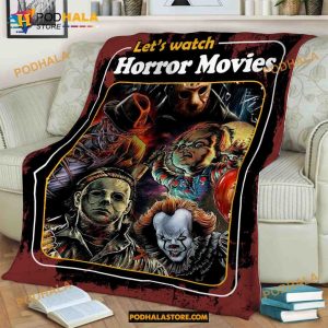Scream Movie Blanket, Let's Watch Scary Movie Blanket, Halloween Fleece Blanket