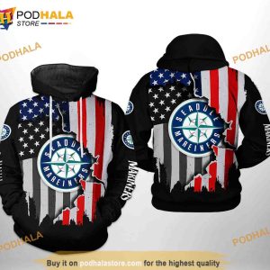 Seattle Mariners MLB US Flag 3D Hoodie, Sweatshirt