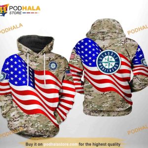 Seattle Mariners MLB US Flag Camo Veteran 3D Hoodie, Sweatshirt