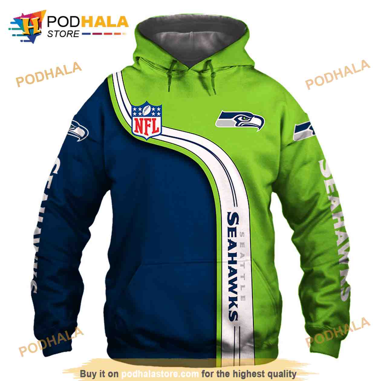 Seattle Seahawks NFL Skull Funny Green Hoodie, Zip Hoodie 3D All Over Print  For Fans