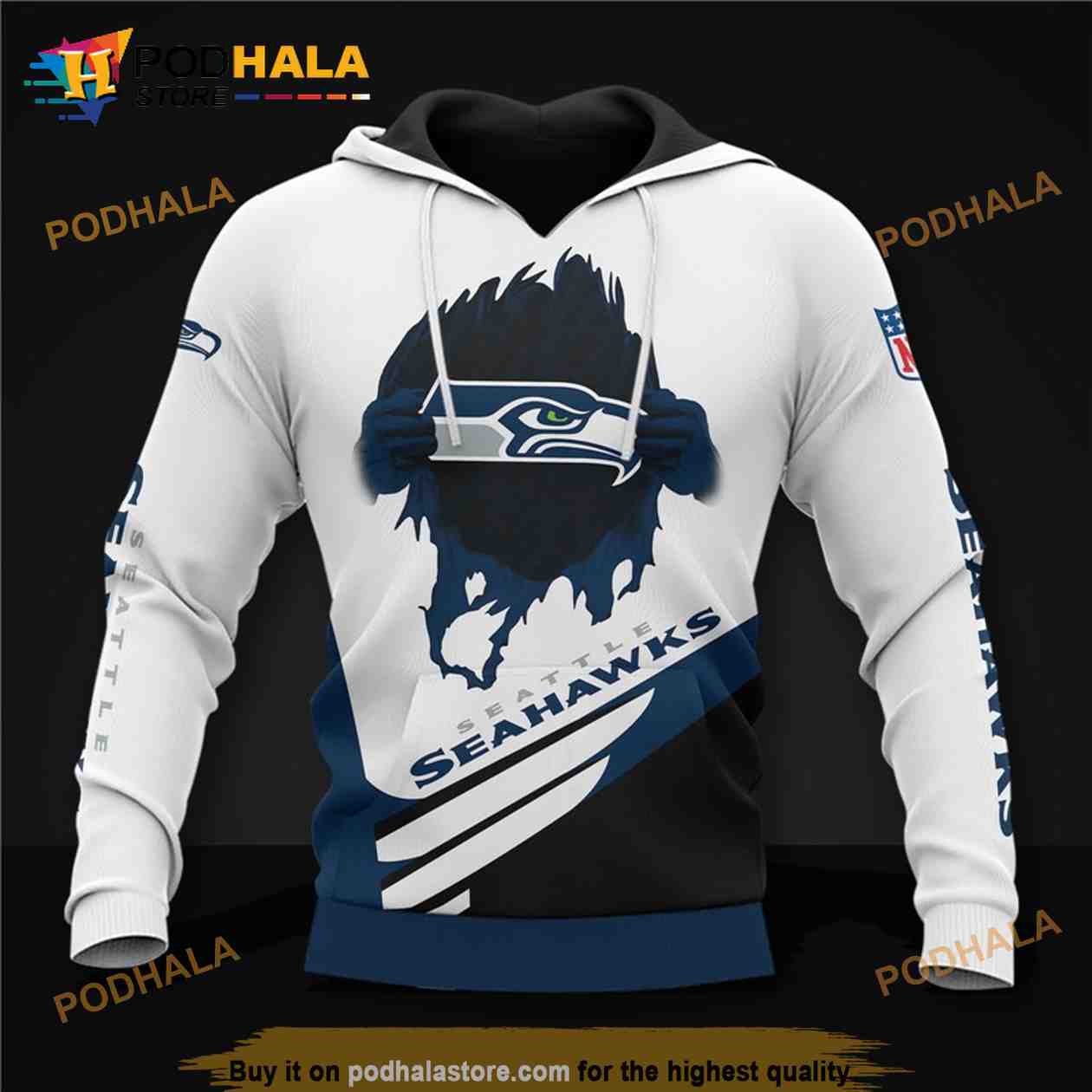 Seattle Seahawks NFL Green Unisex Hoodie, Zip Hoodie 3D All Over