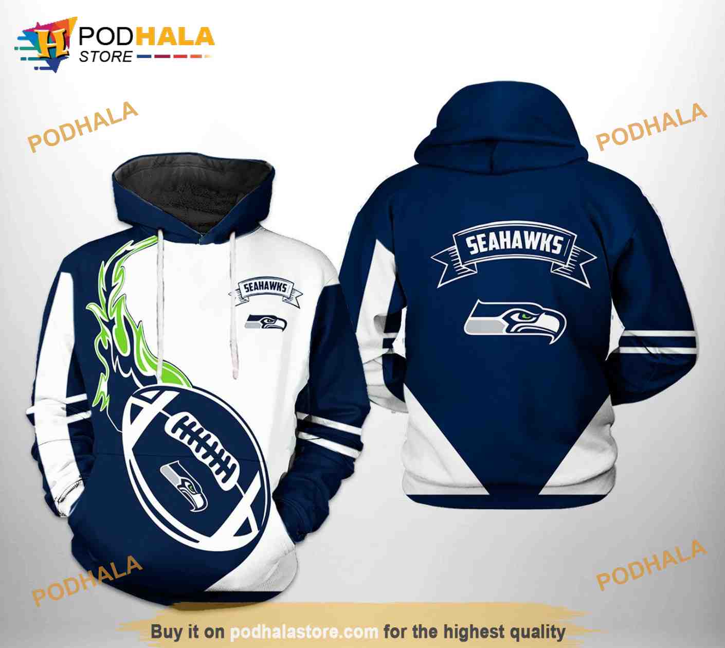 NEW- NFL Seattle Seahawks Hoodie Sherpa Lining Zip