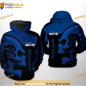 Seattle Seahawks NFL Skull 3D Hoodie, Sweatshirt