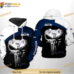 Seattle Seahawks NFL Skull Punisher Team 3D Hoodie, Sweatshirt