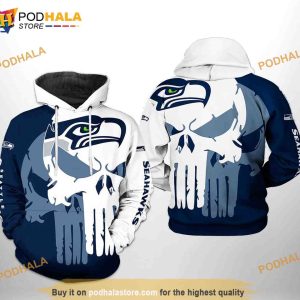 Seattle Seahawks NFL Team Skull 3D Hoodie, Sweatshirt