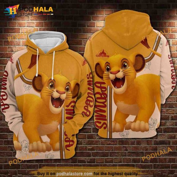 Simba Cartoon The Lion King Disney All Over Print 3D Hoodie, Sweatshirt