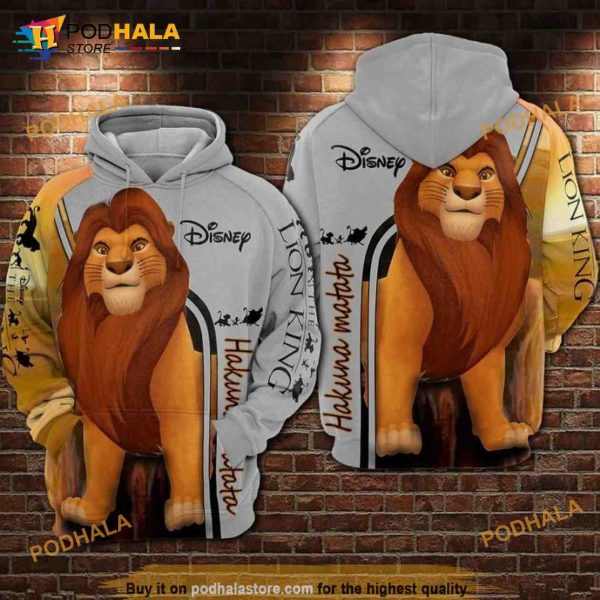 Simba Lion King Disney Hakuna Matata All Over Print 3D Hoodie, Sweatshirt