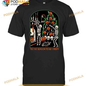 Skeleton Pumpkin Halloween Tis The Season To Be Creepy Shirt